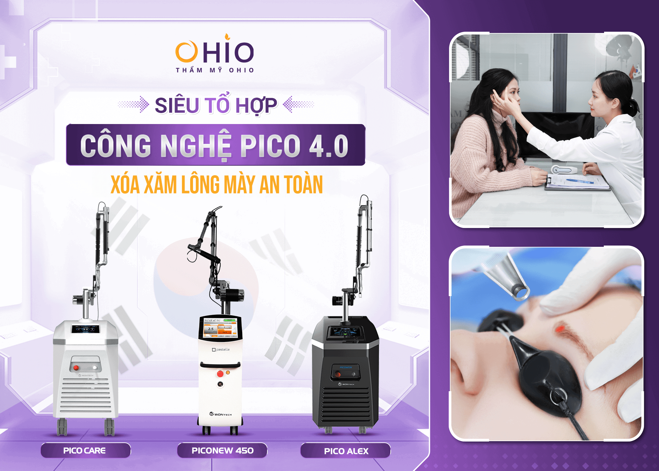 Xóa xăm lông mày loại bỏ mực xăm hiệu quả - Phòng khám da liễu OHIO Xóa xăm lông mày an toàn