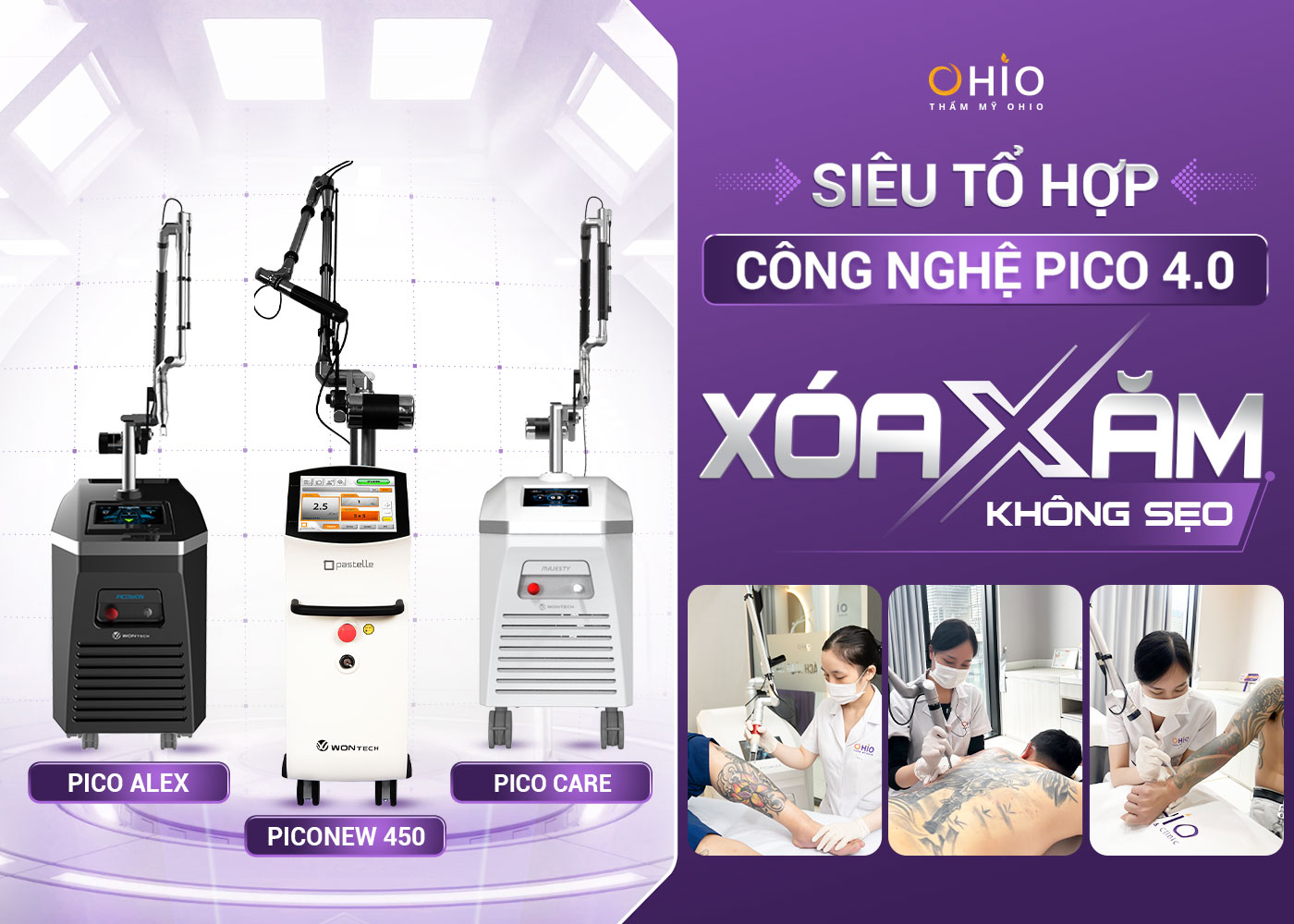 xoá xăm không đau 3 Siêu tổ hợp Công nghệ PICO 4.0 xoá xăm không đau
