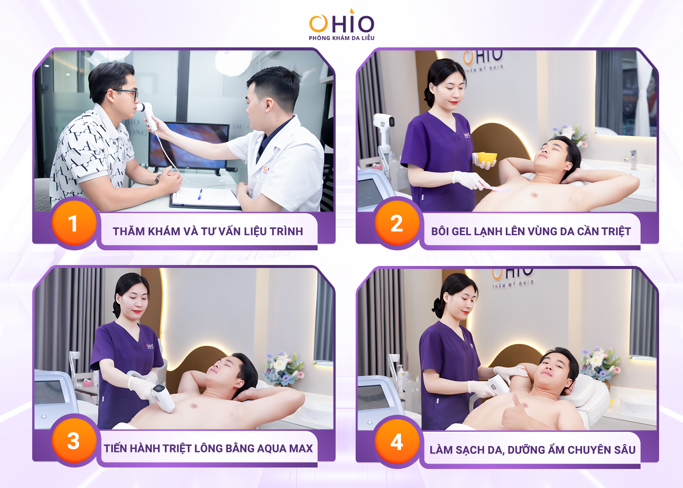 Triệt lông cho Nam TP.HCM tại Thẩm mỹ OHIO được cấp phép của Sở Y tế - Phòng khám da liễu OHIO Quy trình triệt lông tại Thẩm mỹ OHIO